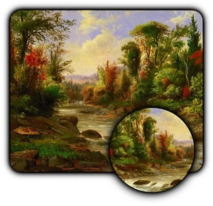 Vintage Style Landscape Painting Art - Mouse Pad +Coaster -1/4" Rubber Mat -Gift - Picture 1 of 3
