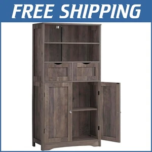Sturdy 2-Drawer Storage Cabinet with Adjustable Shelf for Entryway & Kitchen Use - Picture 1 of 9