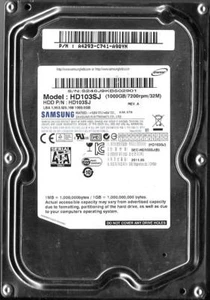 SAMSUNG HD103SJ 1TB SATA HARD DRIVE P/N: A4293-C741-A9QYN  FW: 1AJ10001 - Picture 1 of 2