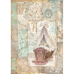 Stamperia A4 RICE PAPER - SLEEPING BEAUTY - CRADLE, Baby, Decoupage - Picture 1 of 1