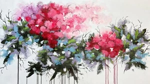 Original abstract floral painting on canvas. Extra large canvas.73” x 41’' - Picture 1 of 10