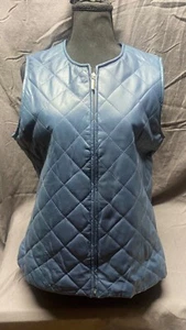 Pamela McCoy Genuine Leather Vest Jacket Women M Quilted Sleeveless Zipper - Picture 1 of 8