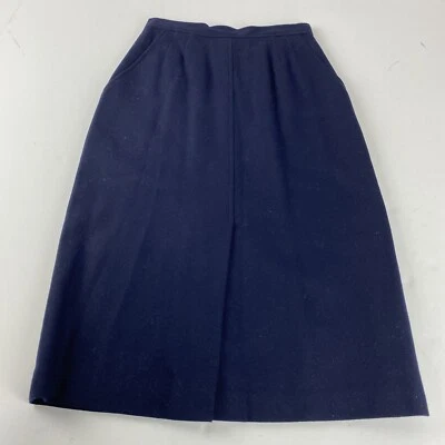 Vintage Evan-Picone Petites Wool Blend Women's Knee Length Skirt Size 4 Navy - Image 1 of 4