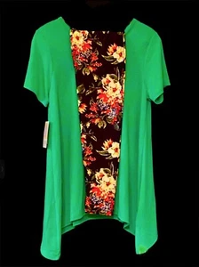 NWT LuLaRoe Outfit OS RED Blue WHITE FLORAL Leggings XS SOLID GREEN Melissa Top - Picture 1 of 7