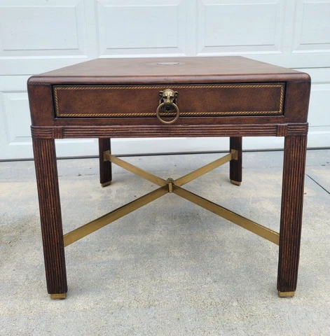 Ferguson Copeland LTD Leather Top Wooden Table with Lion Drawer Pull Cover
