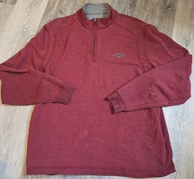 Callaway Golf Pullover Heather Quarter Zip Athletic Maroon Size Med - Image 1 of 4
