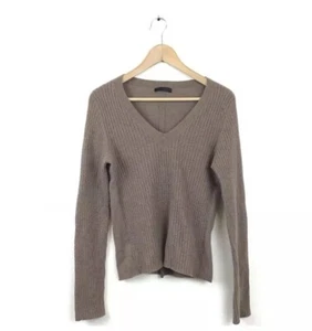 The Row Sweater L Brown Nut Cashmere Cable Knit V Neck Pullover Jumper Women’s - Picture 1 of 7