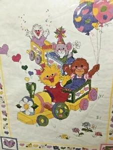Suzy's Zoo TRAIN Cross Stitch kit Set - Quilt, Bibs and Birth Announcement - Picture 1 of 7