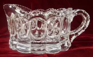 Stars Ovals Clear Pressed Glass Creamer Vintage Sawtooth Edge Scalloped HELP (O) - Picture 1 of 8