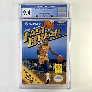CGC 9.4 Magic Johnson's Fast Break CIB Nes 9.6 Cart 9.4 Manual POP 1 Nintendo - Picture 1 of 3