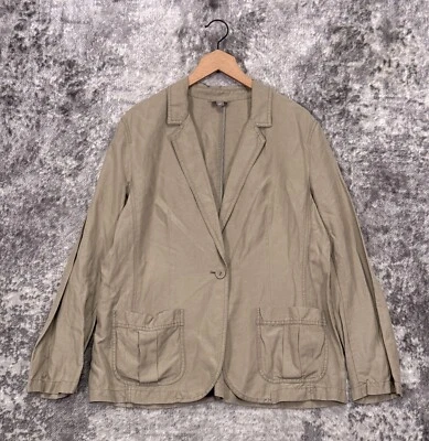 J Jill Jacket Large Womens Green Silk Linen Blazer - Image 1 of 4