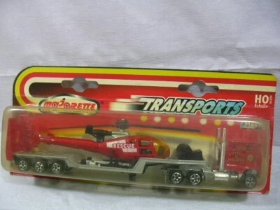 MAJORETTE DIE-CAST METAL CAR '90 1/87 RESCUE HELICOPTER TRANSPORTER FIRE DEPT WB - Immagine 1 di 4