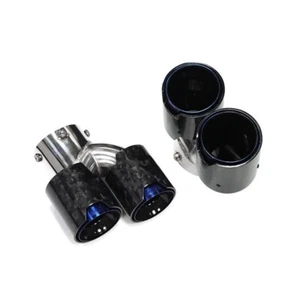 2X For BMW G20 G21 G22 G26 G42 Forged CARBON FIBRE QUAD EXHAUST TIPS M340 Blue - Picture 1 of 2
