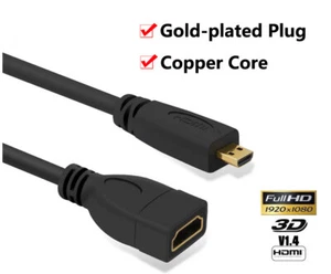 Micro HDMI Male Type-D to HDMI Female Adapter Cable Converter 1080P HD HDTV 4K - Picture 1 of 4