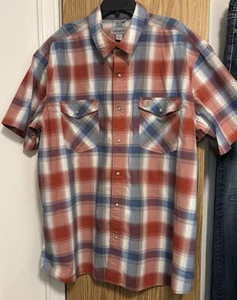 Carhartt Men’s Relaxed Fit Short Sleeve Snap Closure Plaid Shirt 2XL - Picture 1 of 6