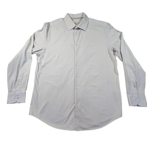 Bugatchi Mens XL White Blue Pattern 8 Way Stretch Button Down Shirt - Picture 1 of 8