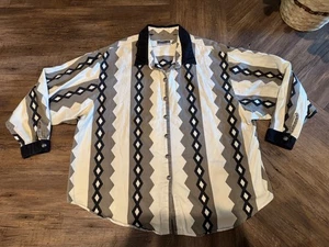 Camicia Vintage Panhandle Slim Geometrica Azteca Pringlt Swing Buttondown Tg Lg/XL - Foto 1 di 8