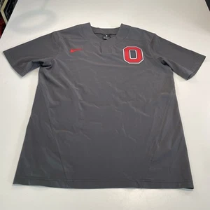 Nike Ohio State Buckeyes Jersey Mens Medium Gray Baseball Shirt Pullover Block O - Picture 1 of 9