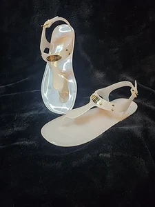 MICHAEL KORS MK PLATE JELLY Pink Slingback Thong Sandals Size 9 US NEW In Box - Picture 1 of 6