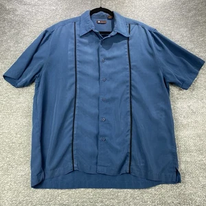 Centro Herren Gr. XL blau mit schwarzer Stickerei Button Down Kurzarm Hemd - Bild 1 von 5