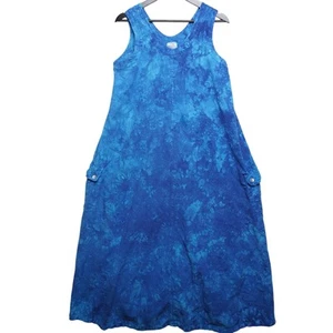 Casual Cottonseed Wear Blue Tie Dye Sleeveless Sundress M - Picture 1 of 8