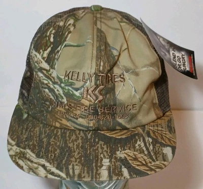 Nuevo sombrero de camionero vintage camuflado Kelly Tires años 90 productos K hecho en EE. UU. NEUMÁTICO JIM Foto 1 de 4
