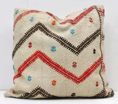 Funda Almohada Kilim Turca Hecha a Mano Decorativa 24" Beige Naranja Almohada Kilim Foto 1 de 4
