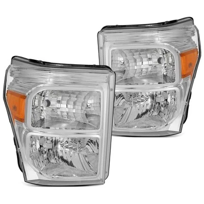 Headlights For 2011-2016 Ford F250 F350 F450 Super Duty Chrome Housing Headlamps - Image 1 of 4