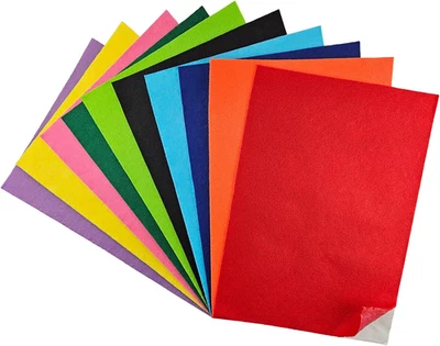 10x Selbstklebender Filz Bastelset filzplatten selbstklebend A4 1mm Deko Bunt Ba - Bild 1 von 4