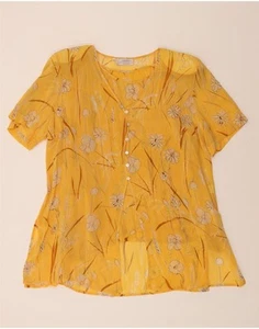 VINTAGE Womens See Through 2 Piece Set IT 51 2XL Yellow Floral Viscose CP08 - Picture 1 of 5