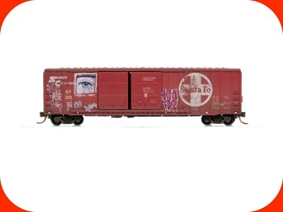 N Scale **SANTA FE** Weathered & Graffiti Box Car #18203 --Micro Trains 03044250 - Image 1 of 4