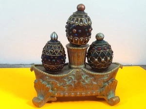 Wine Bottle Stoppers Cork Set In A Holder  - Picture 1 of 5