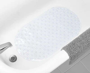 Oval Bubble Bath Vinyl Tub Mat Clear with Suction Cups Slip-resistant Bathroom - Picture 1 of 5