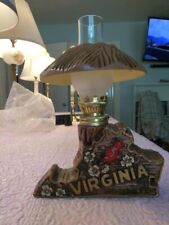 Vintage Virginia Keepsake Souvenir Oil Lamp~Old Dominion~Cardinal~Dogwood Flower