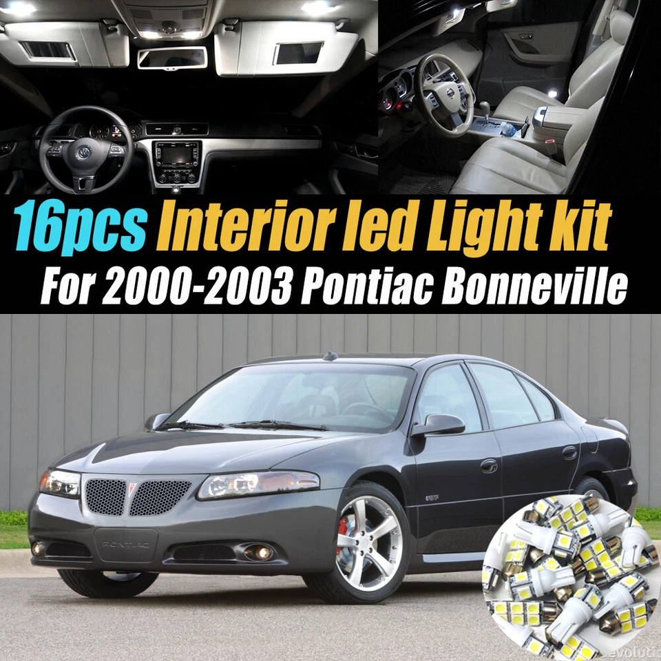 Kit de bombillas LED interiores de coche blancas de 16 piezas para Pontiac Bonneville 2000-2003 Foto 1 de 4