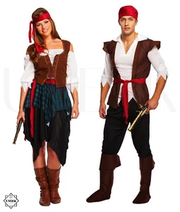 Adult Caribbean Pirate Fancy Dress Costume Couple Shipmate Halloween Outfit - Picture 1 of 4