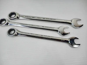 Craftsman 3/4" -11/16"- 5/8"- 12 Point Ratcheting Combination Wrenchs Lot GS22 - Foto 1 di 3