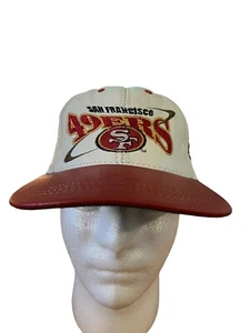 Sombrero con tirantes de cuero genuino vintage de los 90 49ers NFL hecho en EE. UU. Pro Elite - Imagen 1 de 7
