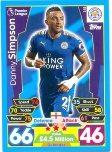 2017/2018 Topps Match Attax Card 148 Danny Simpson - Leicester City