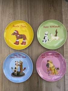 Happy Howlidays 6,5 Zoll Teller 4er Set Keramik Weihnachten Mittagessen Geschenke - Bild 1 von 7