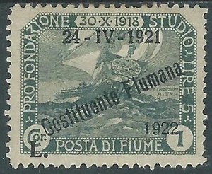 1922 FIUME COSTITUENTE FIUMANA 1 LIRA MH * - UR36-5 - Picture 1 of 1