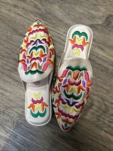 Moroccan babouche slippers embroidered shoes luxury shoes size 38 / Us Size 8 - Picture 1 of 10