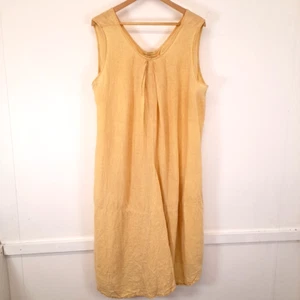 Diverse Made in Italy Muted Yellow 100% Linen Sleeveless Long Drapey Dress OS - Picture 1 of 7