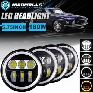 For 1978-1981 VW Dasher 4x 5.75" LED Headlights DRL Angel Eyes Hi-Lo Beam Lamp - Picture 1 of 12