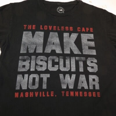 CAMISETA MASCULINA TENNESSEE LOVELESS CAFE MAKE BISCUITS OT WAR Nashville M - Imagem 1 de 4