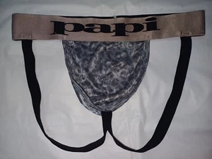 PAPI ROPA INTERIOR HOMBRE JOCKSTRAPS COLOR NEGRO PATRÓN CON BANDA GRIS TALLA MEDIANA M - Imagen 1 de 3