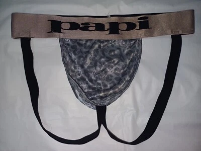PAPI ROPA INTERIOR HOMBRE JOCKSTRAPS COLOR NEGRO PATRÓN CON BANDA GRIS TALLA MEDIANA M Foto 1 de 3