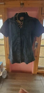Scully Cantina Denim Button Up Lace Cap Sleeve XL Fitted Shirt - Bild 1 von 9