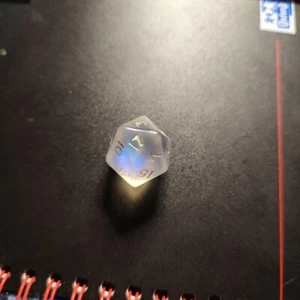 Very Light CRYSTAL CASTE Fire Opal Smoke D20 Die RARE OOP Glitter Dice - Picture 1 of 8