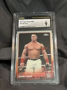 2015 Topps Chrome WWE #15 John Cena CSG 9 Mint WWF WCW You Can’t See Me Low Pop - Picture 1 of 7